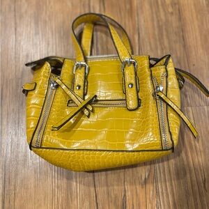 Yellow Croc-Embossed Handbag